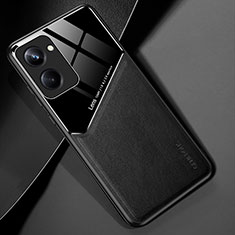 Soft Silicone Gel Leather Snap On Case Cover with Magnetic for Realme 10 Pro 5G Black