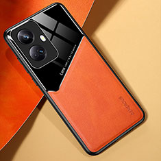Soft Silicone Gel Leather Snap On Case Cover with Magnetic for Realme 10 Pro+ Plus 5G Orange