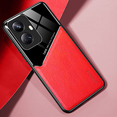 Soft Silicone Gel Leather Snap On Case Cover with Magnetic for Realme 10 Pro+ Plus 5G Red