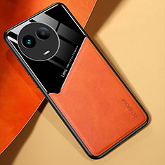 Soft Silicone Gel Leather Snap On Case Cover with Magnetic for Realme 11 5G Orange