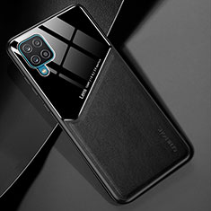 Soft Silicone Gel Leather Snap On Case Cover with Magnetic for Samsung Galaxy M12 Black