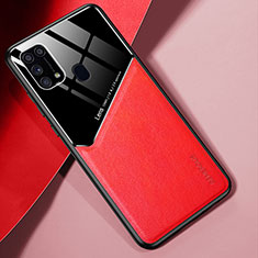 Soft Silicone Gel Leather Snap On Case Cover with Magnetic for Samsung Galaxy M21s Red