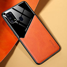 Soft Silicone Gel Leather Snap On Case Cover with Magnetic for Samsung Galaxy M31 Orange