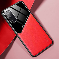 Soft Silicone Gel Leather Snap On Case Cover with Magnetic for Samsung Galaxy S20 FE 5G Red