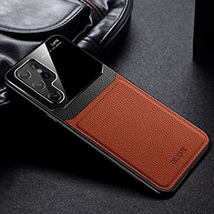Soft Silicone Gel Leather Snap On Case Cover with Magnetic for Samsung Galaxy S21 Ultra 5G Brown