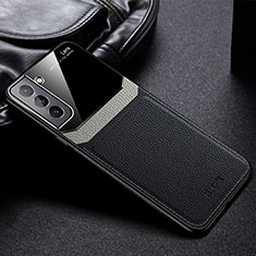 Soft Silicone Gel Leather Snap On Case Cover with Magnetic for Samsung Galaxy S22 5G Black
