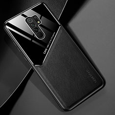 Soft Silicone Gel Leather Snap On Case Cover with Magnetic for Xiaomi Redmi 9 Prime India Black