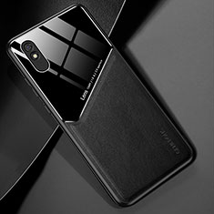 Soft Silicone Gel Leather Snap On Case Cover with Magnetic for Xiaomi Redmi 9A Black