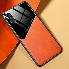 Soft Silicone Gel Leather Snap On Case Cover with Magnetic for Xiaomi Redmi 9A Orange