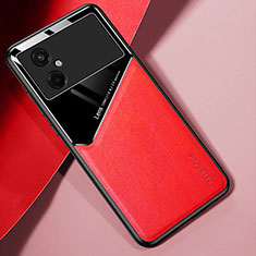 Soft Silicone Gel Leather Snap On Case Cover with Magnetic for Xiaomi Redmi Note 11R 5G Red