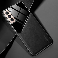 Soft Silicone Gel Leather Snap On Case Cover with Magnetic M01 for Samsung Galaxy S21 FE 5G Black