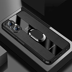 Soft Silicone Gel Leather Snap On Case Cover with Magnetic S01 for Oppo A96 5G Black