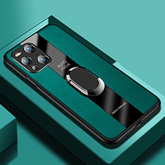 Soft Silicone Gel Leather Snap On Case Cover with Magnetic S01 for Oppo Find X3 5G Green