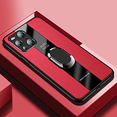 Soft Silicone Gel Leather Snap On Case Cover with Magnetic S01 for Oppo Find X3 Pro 5G Red