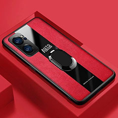 Soft Silicone Gel Leather Snap On Case Cover with Magnetic S01 for Oppo Reno7 Pro 5G Red