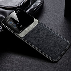 Soft Silicone Gel Leather Snap On Case Cover with Magnetic S01 for Vivo iQOO 8 5G Black