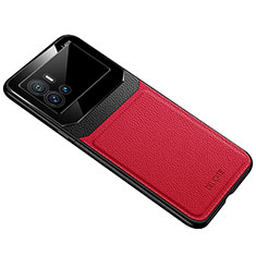 Soft Silicone Gel Leather Snap On Case Cover with Magnetic S01 for Vivo iQOO 9 5G Red