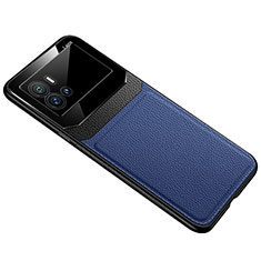 Soft Silicone Gel Leather Snap On Case Cover with Magnetic S01 for Vivo iQOO 9 Pro 5G Blue