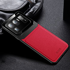 Soft Silicone Gel Leather Snap On Case Cover with Magnetic S01 for Xiaomi Mi 11 Ultra 5G Red