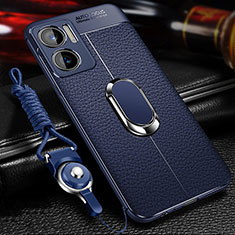 Soft Silicone Gel Leather Snap On Case Cover with Magnetic S01 for Xiaomi Redmi 11 Prime 5G Blue