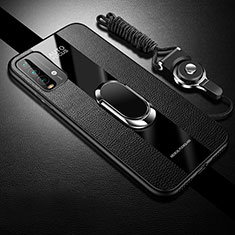 Soft Silicone Gel Leather Snap On Case Cover with Magnetic S01 for Xiaomi Redmi 9T 4G Black