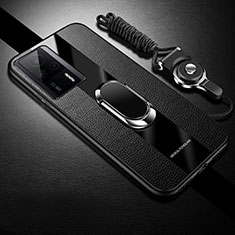 Soft Silicone Gel Leather Snap On Case Cover with Magnetic S01 for Xiaomi Redmi K60E 5G Black