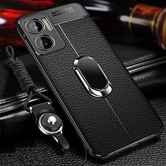Soft Silicone Gel Leather Snap On Case Cover with Magnetic S01 for Xiaomi Redmi Note 11E 5G Black