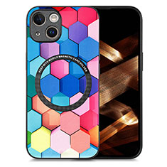Soft Silicone Gel Leather Snap On Case Cover with Magnetic S01D for Apple iPhone 13 Colorful