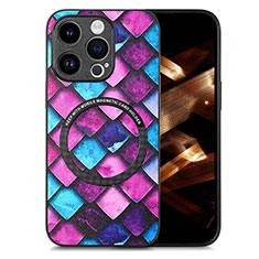 Soft Silicone Gel Leather Snap On Case Cover with Magnetic S01D for Apple iPhone 13 Pro Purple