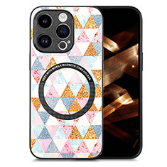 Soft Silicone Gel Leather Snap On Case Cover with Magnetic S01D for Apple iPhone 13 Pro White