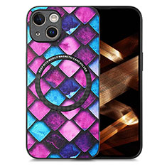 Soft Silicone Gel Leather Snap On Case Cover with Magnetic S01D for Apple iPhone 14 Plus Purple