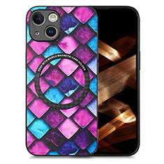 Soft Silicone Gel Leather Snap On Case Cover with Magnetic S01D for Apple iPhone 14 Purple