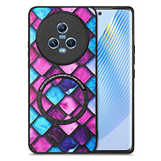 Soft Silicone Gel Leather Snap On Case Cover with Magnetic S01D for Huawei Honor Magic5 5G Purple
