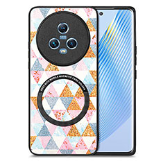 Soft Silicone Gel Leather Snap On Case Cover with Magnetic S01D for Huawei Honor Magic5 5G White