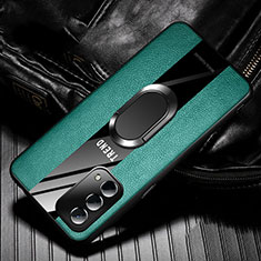 Soft Silicone Gel Leather Snap On Case Cover with Magnetic S02 for OnePlus Nord N200 5G Green