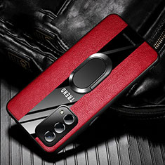 Soft Silicone Gel Leather Snap On Case Cover with Magnetic S02 for OnePlus Nord N200 5G Red