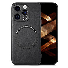 Soft Silicone Gel Leather Snap On Case Cover with Magnetic S02D for Apple iPhone 13 Pro Black