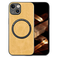 Soft Silicone Gel Leather Snap On Case Cover with Magnetic S02D for Apple iPhone 14 Plus Yellow