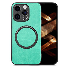 Soft Silicone Gel Leather Snap On Case Cover with Magnetic S02D for Apple iPhone 14 Pro Green