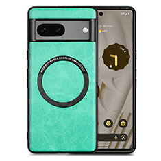Soft Silicone Gel Leather Snap On Case Cover with Magnetic S02D for Google Pixel 7a 5G Green