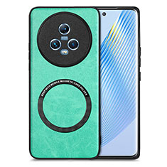 Soft Silicone Gel Leather Snap On Case Cover with Magnetic S02D for Huawei Honor Magic5 5G Green