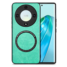 Soft Silicone Gel Leather Snap On Case Cover with Magnetic S02D for Huawei Honor X9a 5G Green