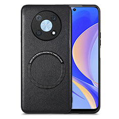 Soft Silicone Gel Leather Snap On Case Cover with Magnetic S02D for Huawei Nova Y90 Black