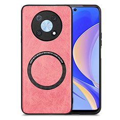 Soft Silicone Gel Leather Snap On Case Cover with Magnetic S02D for Huawei Nova Y90 Pink