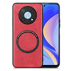 Soft Silicone Gel Leather Snap On Case Cover with Magnetic S02D for Huawei Nova Y90 Red