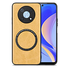 Soft Silicone Gel Leather Snap On Case Cover with Magnetic S02D for Huawei Nova Y90 Yellow