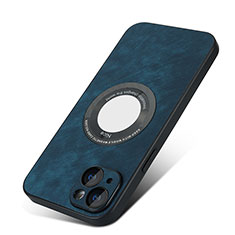 Soft Silicone Gel Leather Snap On Case Cover with Magnetic S07D for Apple iPhone 13 Blue
