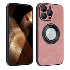 Soft Silicone Gel Leather Snap On Case Cover with Magnetic S07D for Apple iPhone 13 Pro Max Rose Gold