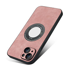 Soft Silicone Gel Leather Snap On Case Cover with Magnetic S07D for Apple iPhone 13 Rose Gold