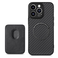 Soft Silicone Gel Leather Snap On Case Cover with Magnetic S08D for Apple iPhone 14 Pro Black